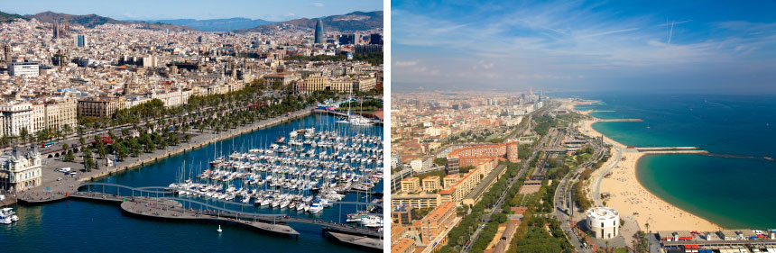 Barcelona port and coastline